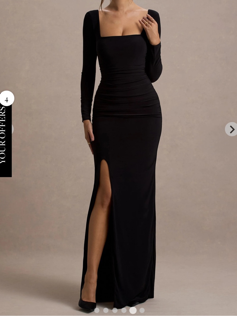 Club L London Burgundy Long Sleeve Square Neck Ruched Maxi Dress - Picture 11 of 12